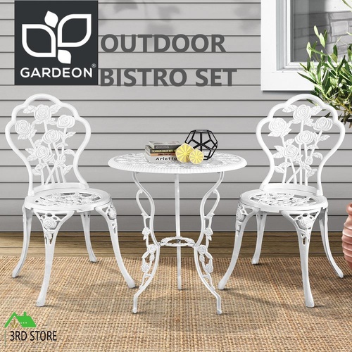 Gardeon Outdoor Setting 3 Piece Bistro Set Cast Aluminium Chairs Table Patio