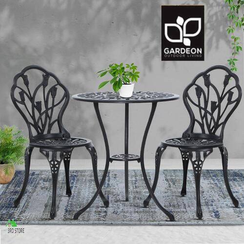 Gardeon 3 Piece Outdoor Setting Chairs Table Bistro Set Cast Aluminum Patio