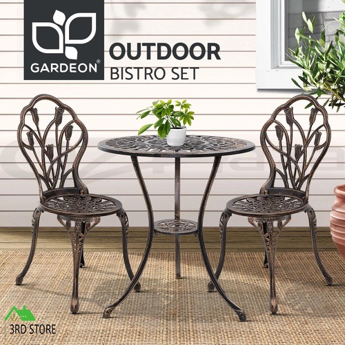 Gardeon 3 Piece Outdoor Setting Chairs Table Bistro Set Patio Cast Aluminum