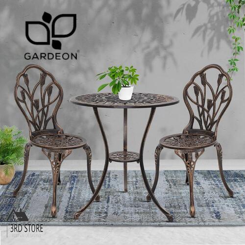 Gardeon 3 Piece Outdoor Setting Chairs Table Bistro Set Patio Cast Aluminum