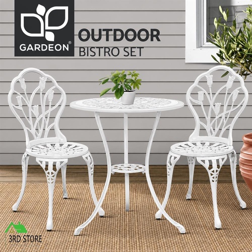 Gardeon Outdoor Setting 3 Piece Bistro Chairs Table Set Cast Aluminum Patio