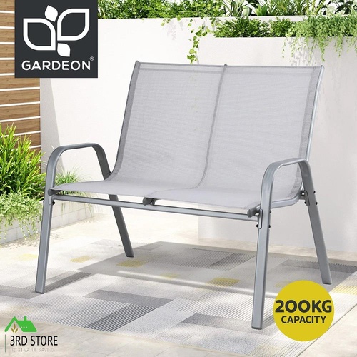 Gardeon Garden Bench Seat Steel Outdoor Patio Park Lounge Backyard Chair Grey