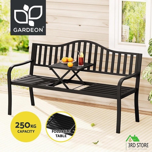 Gardeon Outdoor Garden Bench Steel Foldable Table Furniture Patio Loveseat