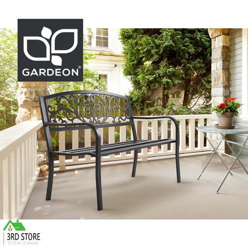 Gardeon Garden Bench Seat Steel Outdoor Furniture Patio Park Lounge Chair Black