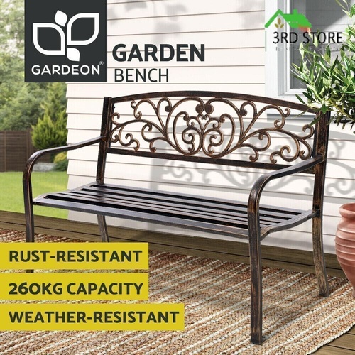Gardeon Garden Bench Seat Steel Outdoor Patio Park Lounge Backyard Chair Bronze