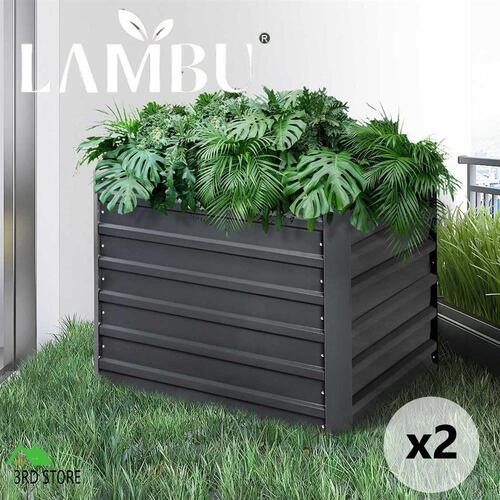 Lambu Garden Bed Planter Raised Coated Steel Veggie Beds 100x100x77cm Square x2