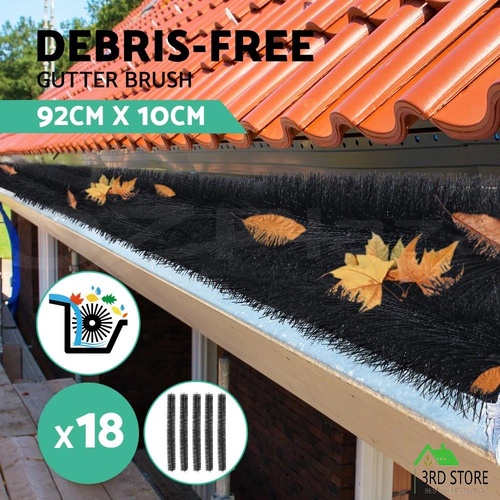 18 Pcs Gutter Brush Guard 100mm X 16.5m Length Leaf Twigs Filter Home Garden