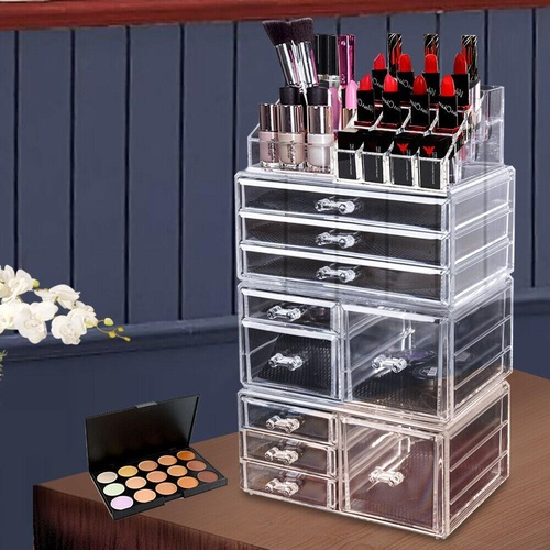 10 Drawer Clear Acrylic Cosmetic Makeup Organizer Jewellery Storage Box