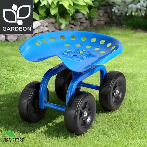 Gardeon Garden Seat 360 Swivel Rolling Adjustable Height Work Scooter Cart Wheels Heavy Duty 150kg