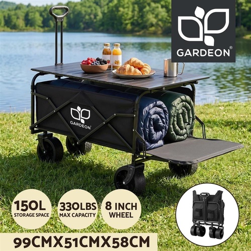 Gardeon Folding Camping Wagon Heavy Duty Utility Cart with Tailgate Table 150L