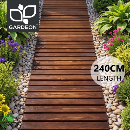 Gardeon 8FT Wooden Garden Pathway Roll-Out Straight Walkway Outdoor Backyard Charcoal Brown
