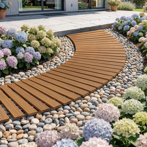 Gardeon 8FT Wooden Garden Pathway Roll-Out Curved Walkway Outdoor Backyard Brown