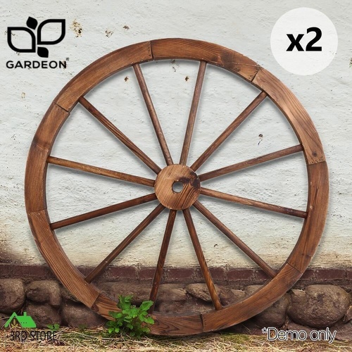 Gardeon 2X Wooden Wagon Wheel Rustic Outdoor Garden Decor Indoor Wall