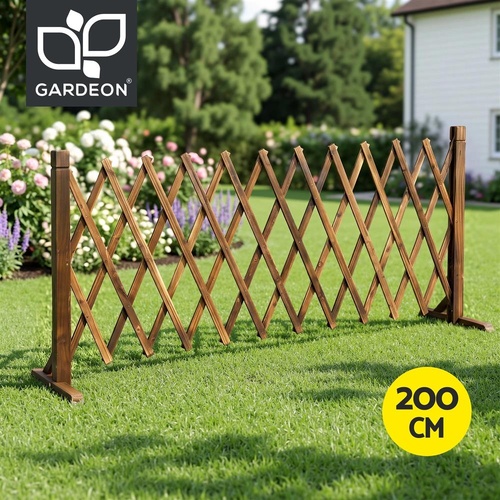 Gardeon Garden Fences Expandable Wooden Trellis Fence Plant Frame 200cm Brown