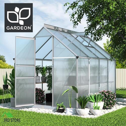 RETURNs Greenfingers Greenhouse Aluminium Green House Polycarbonate Garden Shed 2.4x1.9M