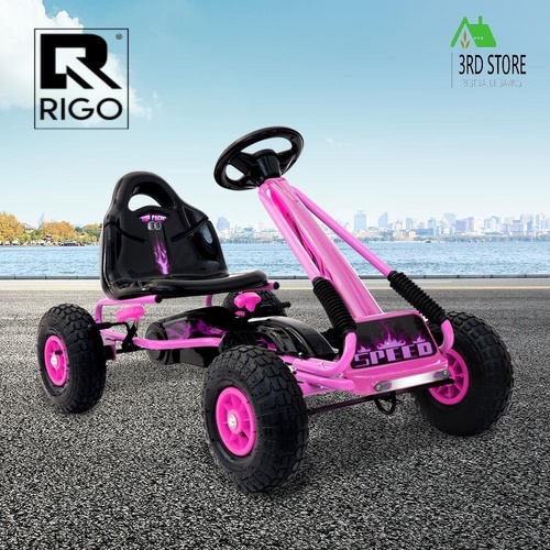 Rigo Kids Pedal Go Kart Car Ride On Toys Racing Bike Rubber Tyre Adjustable Seat