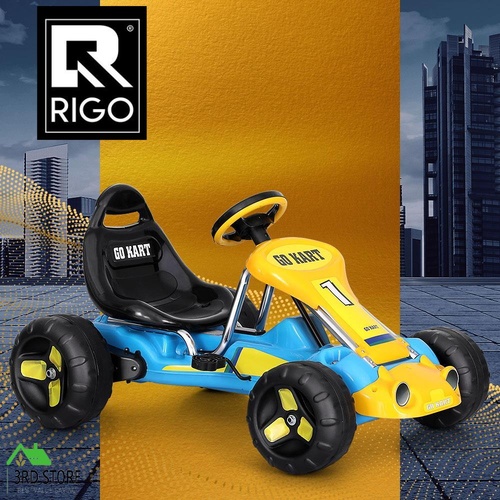Rigo Kids Pedal Go Kart Ride On Toys Racing Car Plastic Tyre Blue
