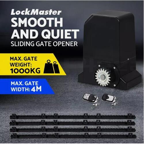 LockMaster Electric Sliding Gate Opener 1000KG Automatic Motor Remote Rail 4M