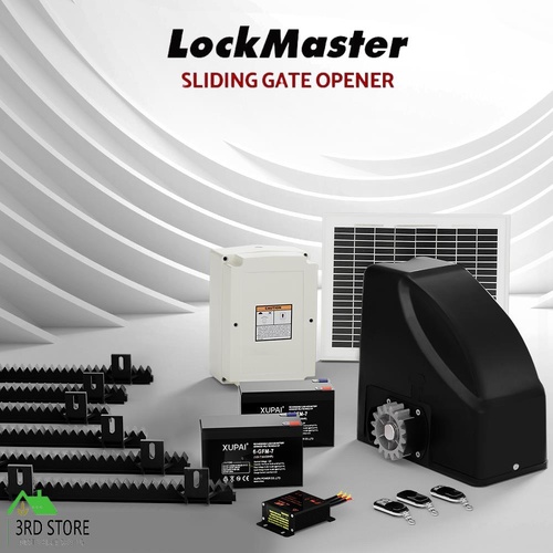 RETURNs Lockmaster Automatic Sliding Gate Opener Kit 10W Solar Panel Electric 6M 600KG