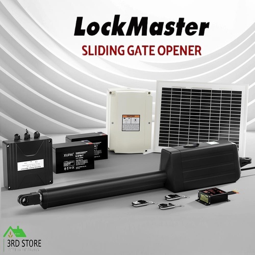 Lockmaster Single Swing Gate Opener 10W Solar Power Automatic Electric 300KG 5M
