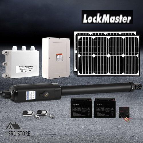RETURNs LockMaster 40W Swing Gate Opener Auto Solar Power Electric Remote Control 600KG