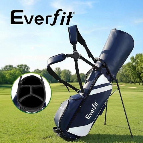 Everfit Golf Stand Bag Lightweight Carry Bag Dual Strap Club Divider Blue