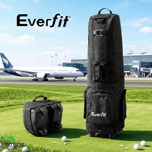Everfit Golf Travel Bag Flight Cover Foldable Soft Case Wheels Black