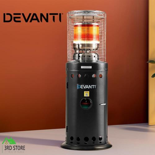 RETURNs Devanti Outdoor Gas Patio Heater Propane Butane LPG Portable Heat Stand Steel BK
