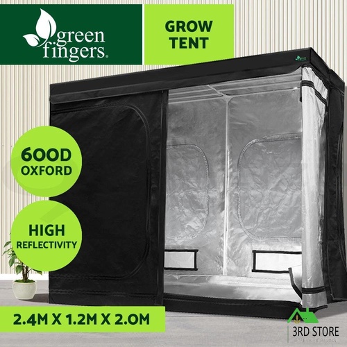 Greenfingers Grow Tent Kits 2.4Mx1.2Mx2M Hydroponics Indoor Grow System Black