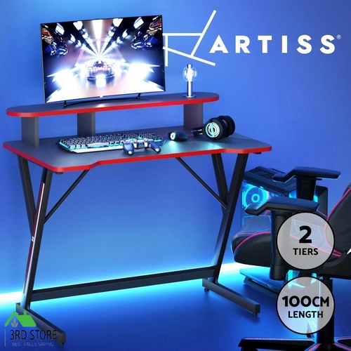 Artiss Gaming Desk Computer Desks Table 2-Tiers Storage Study Home Ofiice 100CM