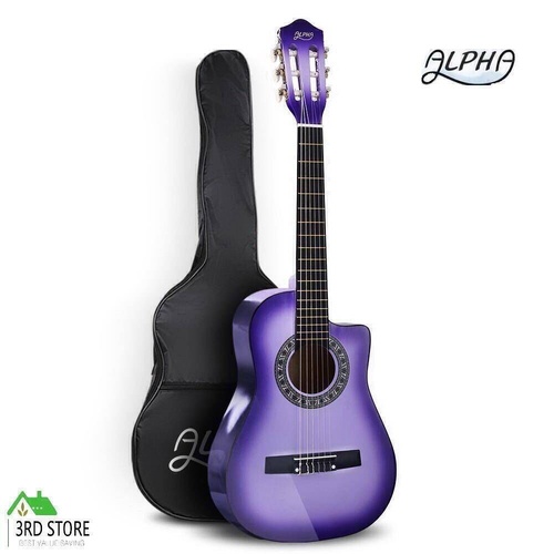 Alpha 34” Inch Guitar Classical Acoustic Cutaway Wooden Kids Gift 1/2 Size