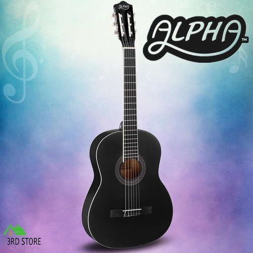 RETURNs Alpha 39 Inch Classical Guitar Wooden Body Nylon String Beginner Gift Black