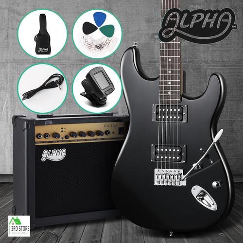 Alpha Electric Guitar Music Strings Instrument Amplifier Amp Tuner Pick Bag Set