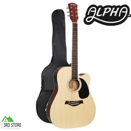 Alpha 41” Inch Electric Acoustic Guitar Wooden Classical Full Size EQ Bass Natural