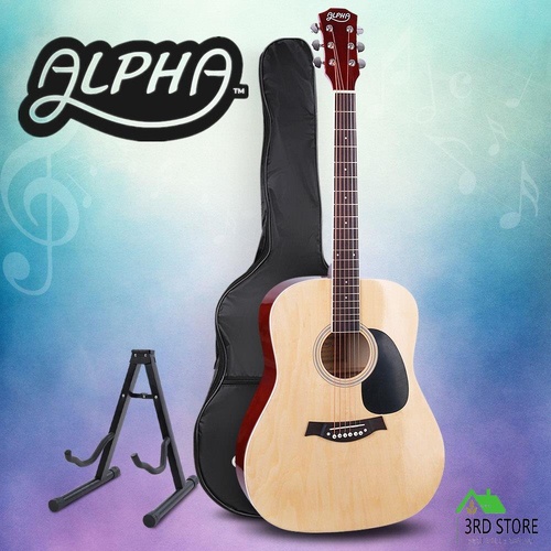 Alpha 41” Inch Wooden Acoustic Guitar Classical Folk Full Size w/ Bag Capo Blue