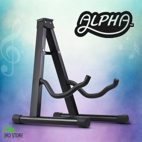 Alpha Portable Guitar Stand Folding Black Electric Acoustic Bass Floor Rack