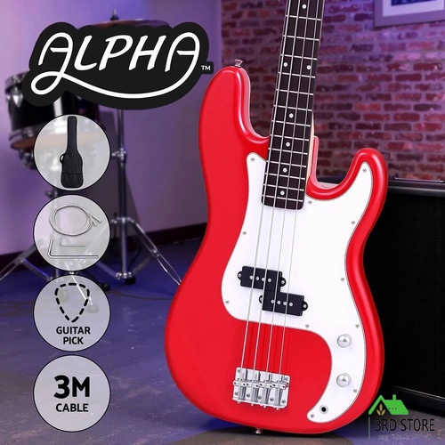 Alpha Electric Guitar Bass  47 Inch Red
