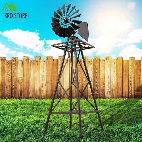 Garden Windmill 120cm Metal Ornaments Outdoor Decor Ornamental Wind Mill