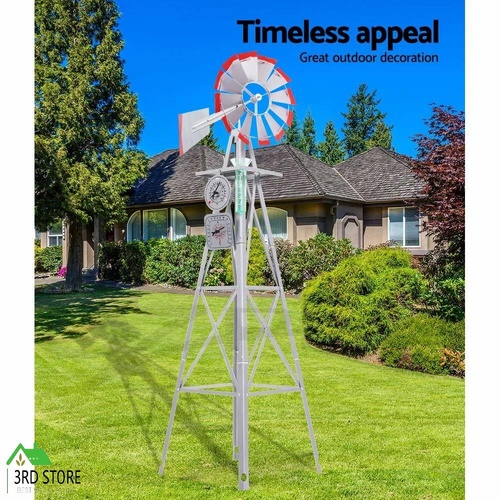 Garden Windmill 6FT 186cm Metal Ornaments Outdoor Decor Ornamental Wind Will