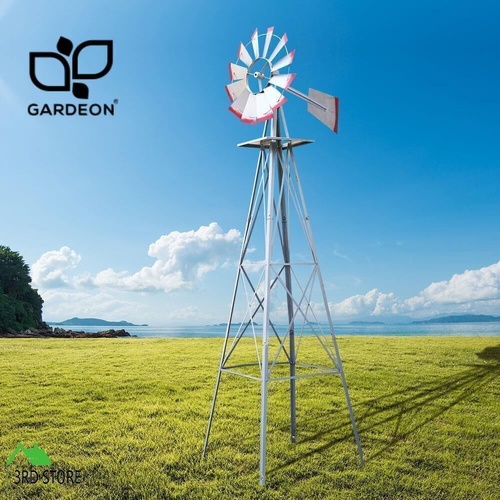 Garden Windmill 8FT 245cm Metal Ornaments Outdoor Decor Ornamental Wind Will