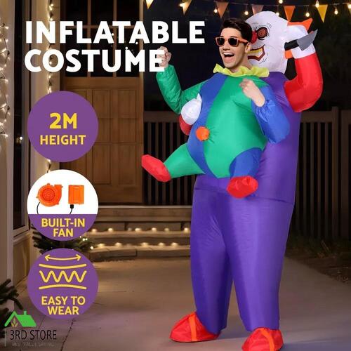 Inflatable Clown Costume Adult Suit Blow Up Party Fancy Dress Halloween Cosplay