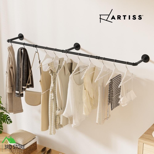 Heavy Duty Artiss Clothes Rack Garment Rail Industrial Pipe Floating Shelf Metal