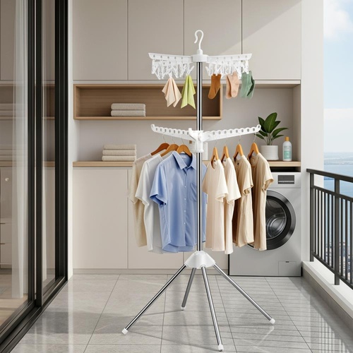 Artiss Clothes Rack Airer 2 Tier Rotatable Hanger Foldable
