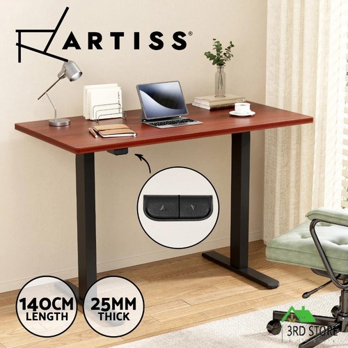 Artiss Electric Standing Desk Motorised Sit Stand Desks Table Black Walnut 140cm