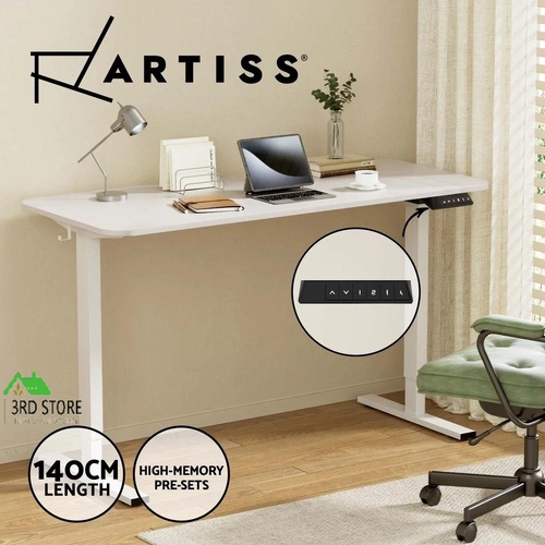 Artiss Electric Standing Desk 140cm Adjustable Height Motorised Home Office Desk White