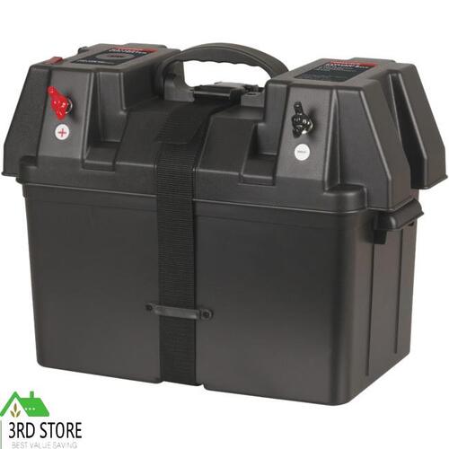 Powertech Portable Battery Box w/ Voltmeter/Power Accessories/USB Charger Black