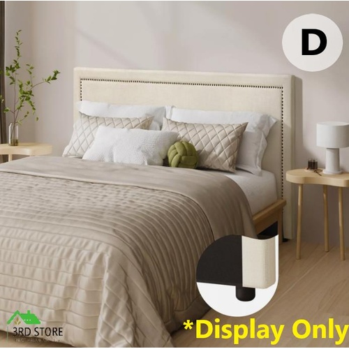Oikiture Double Bed Headboard Bedhead Bedroom Furniture Beige