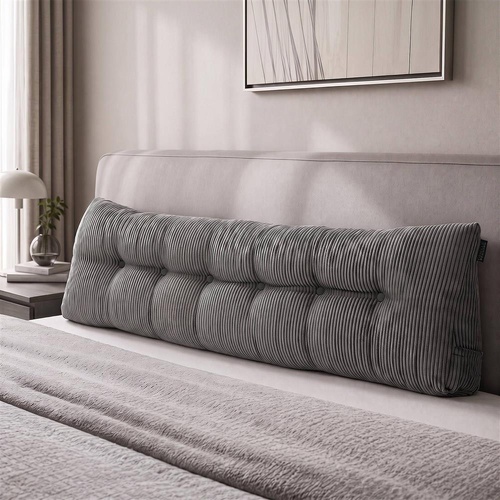 Giselle Headboard Pillow for Sitting in Bed, Upgraded Shredded Foam Reading Wedge Cushion for Lumbar Support, 320g Corduroy Backrest with Side Pockets