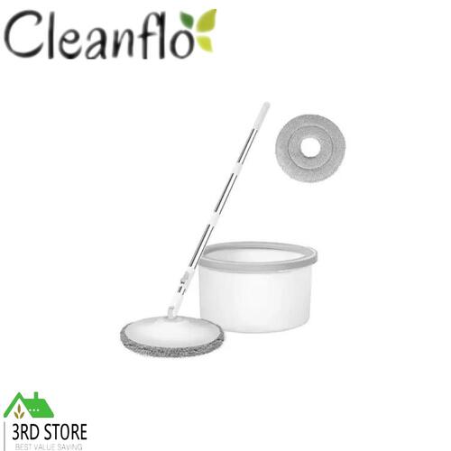 Cleanflo Spin Mop and Bucket Set Dry Wet 360 Rotating Floor Cleaning 2 Heads
