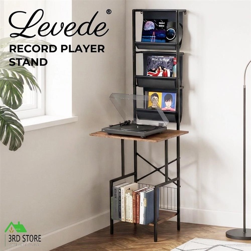 Levede Tall Record Player Stand Vinyl Storage Up to 200 Albums Turntable Rack